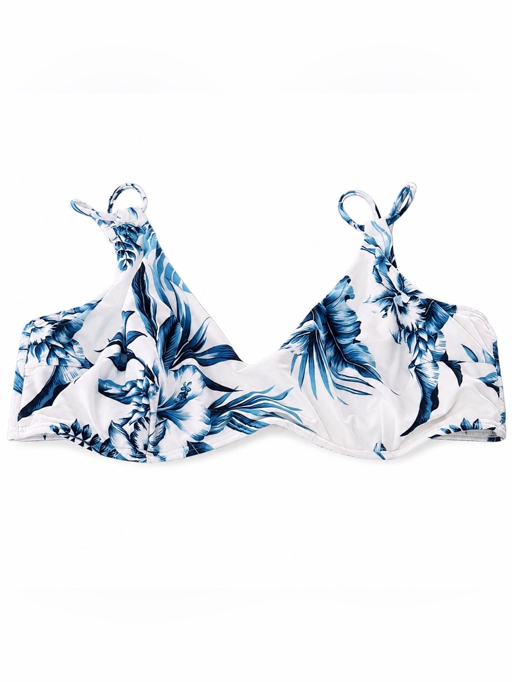 Like new Azure Australia Blue White Floral Bikini Top DD/E Underwire Adjustable